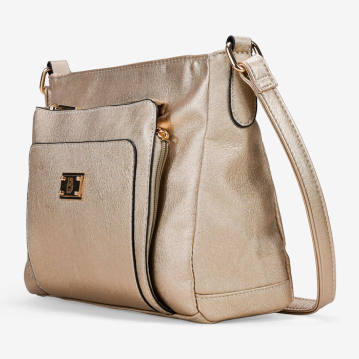 Bolso bandolera dorado con bolsillo