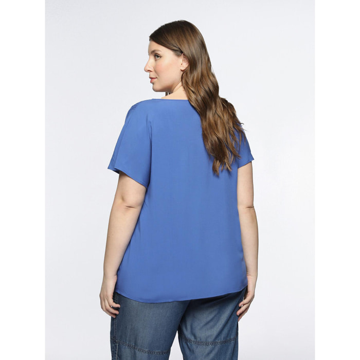 Fiorella Rubino - Blusa in viscosa ECOVERO™ - Blu