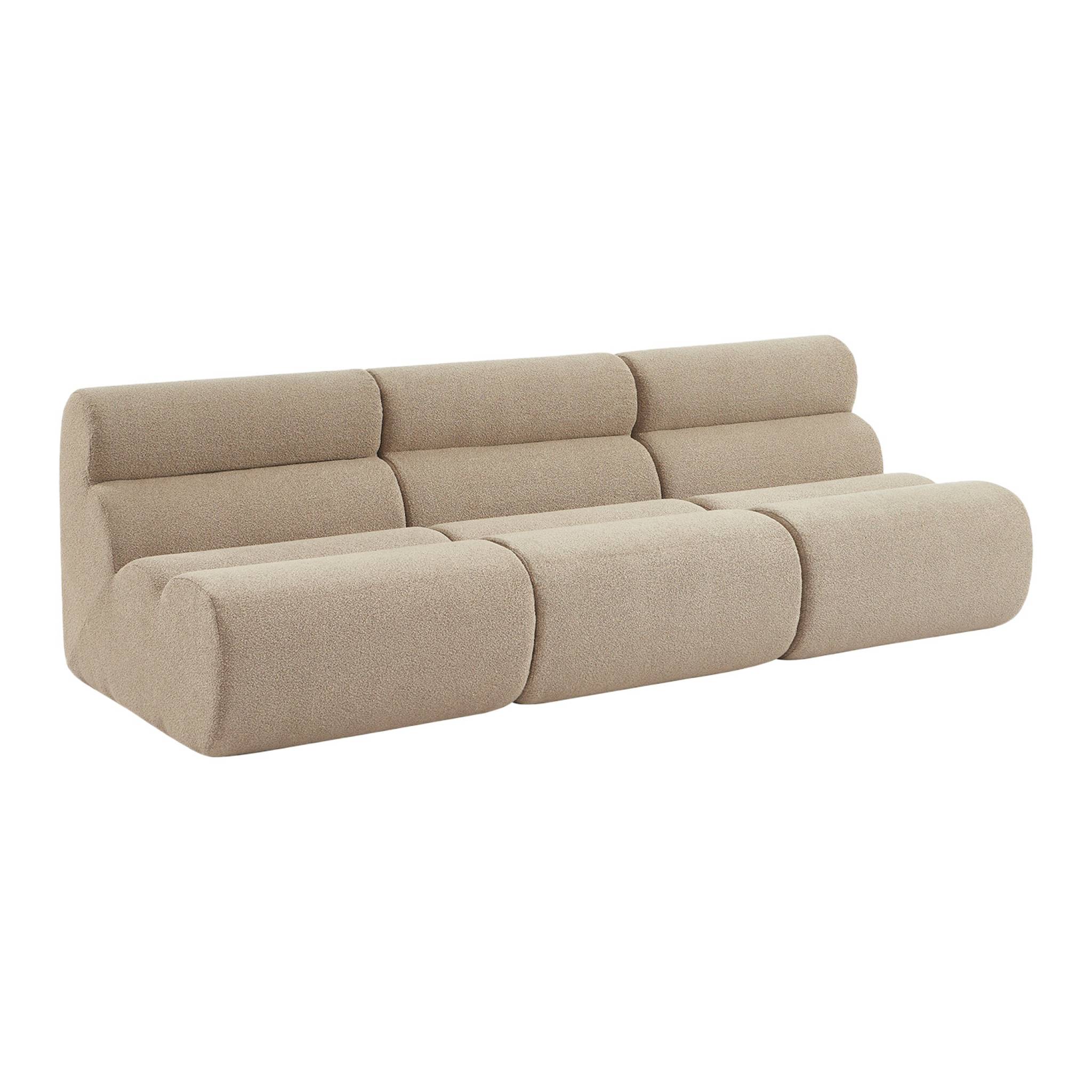 Lot de 3 chauffeuses bouclette texturée beige 1 place - L 81 x P 99 x H 75cm - Nova