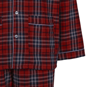 PIGIAMA UOMO uomo flanella invernale quadro rosso blu e bianco