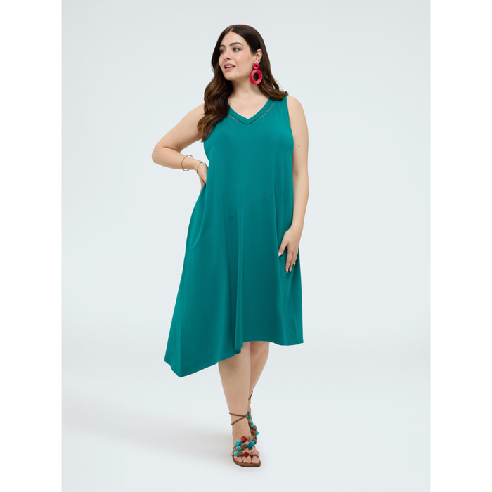 Fiorella Rubino - Vestito midi con scollo a V e inserto traforato - Verde