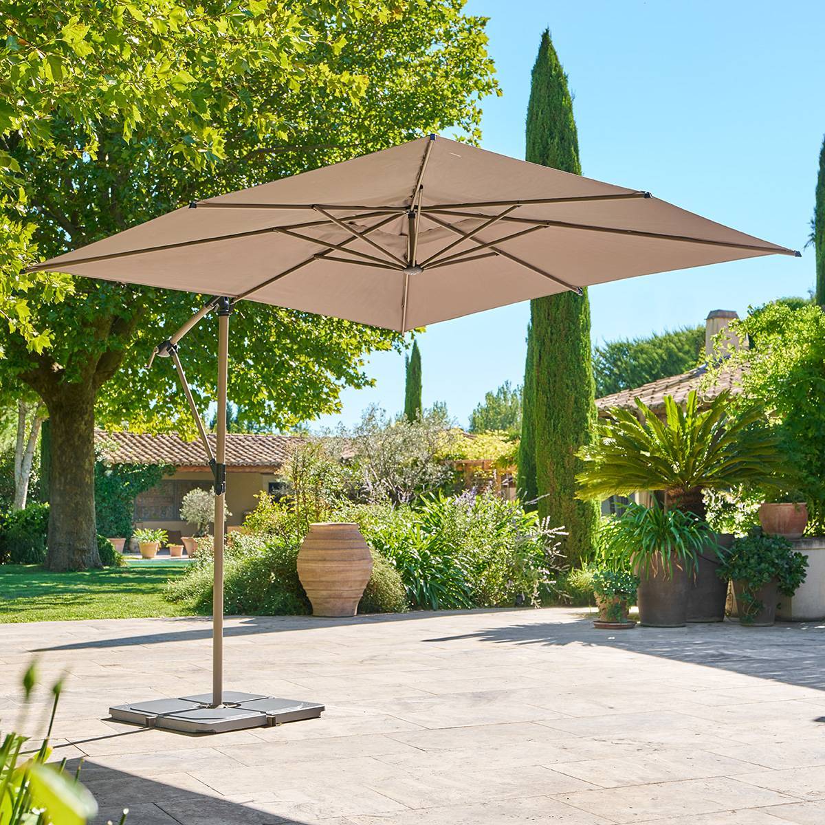 Parasol déporté carré Manoa 2,5x2,5cm café