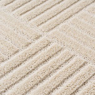 TURIN - Tapis moderne à motif graphique en relief crème