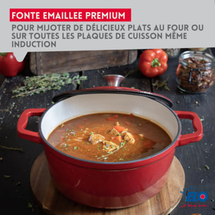 Cocotte en fonte émaillée 26 cm rouge cerise 4.5 L Elo