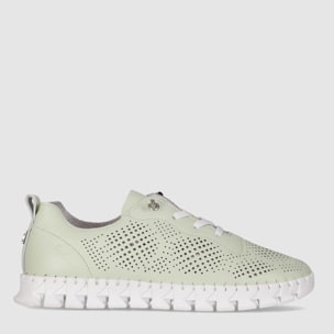 Zapatos de Piel - Verde - Tacón: Bajo