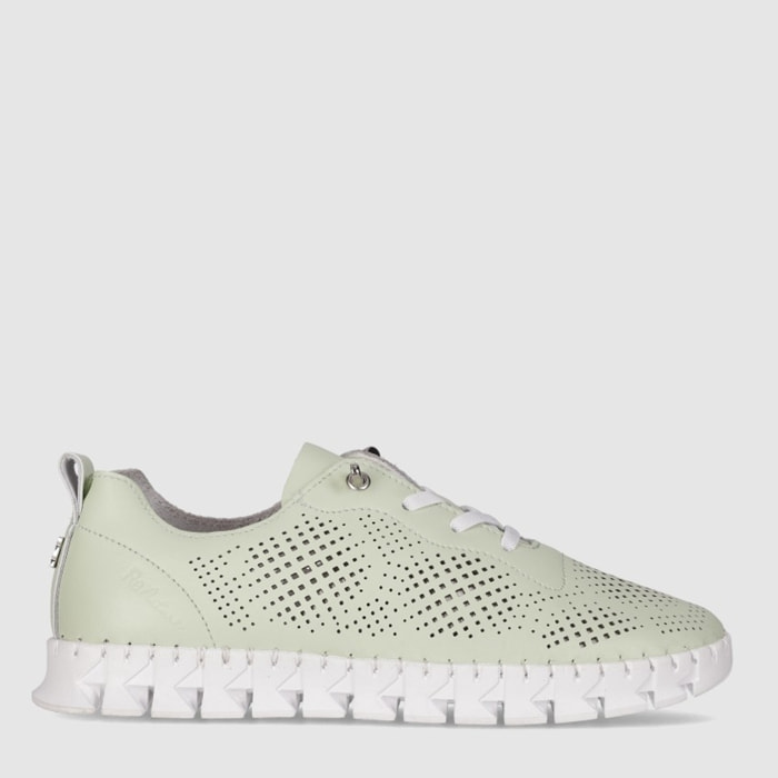 Zapatos de Piel - Verde - Tacón: Bajo