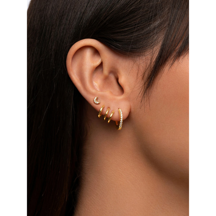 Orecchino Singolo Mini Moon Spark Argento Placcato Oro