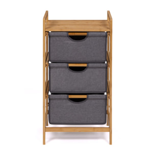 Meuble multi rangements Maya 3 tiroirs en bois et tissu