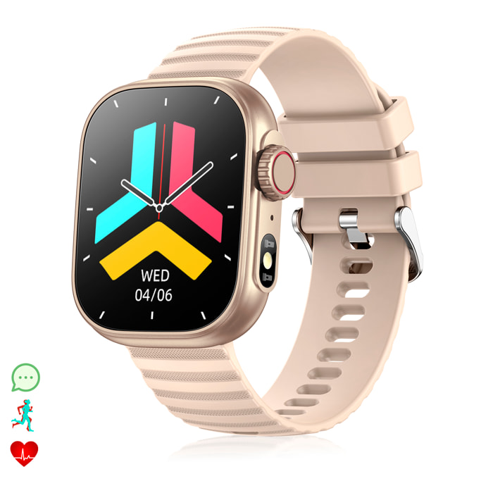 Smartwatch ZW39 con notifiche app, chiamate Bluetooth. Monitor della pressione sanguigna e dell'ossigeno.