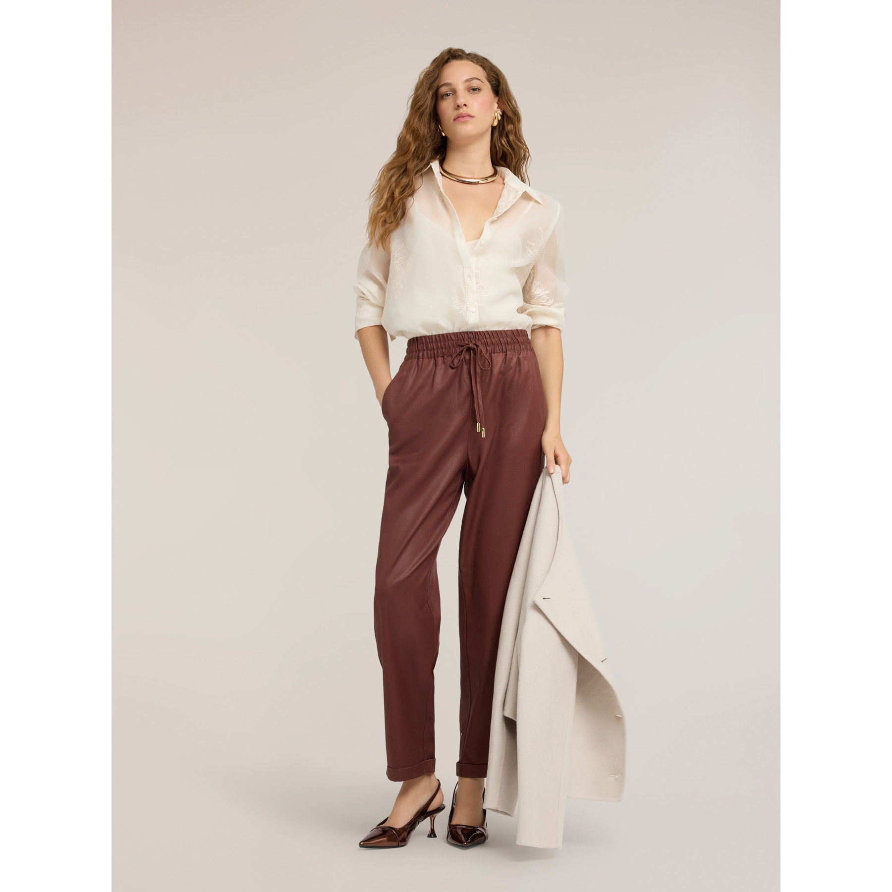 Motivi - Camicia in organza con ricami floreali - Bianco