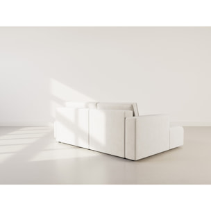 Topaze - canapé d'angle gauche 4 places convertible avec coffre en velours côtelé - Beige