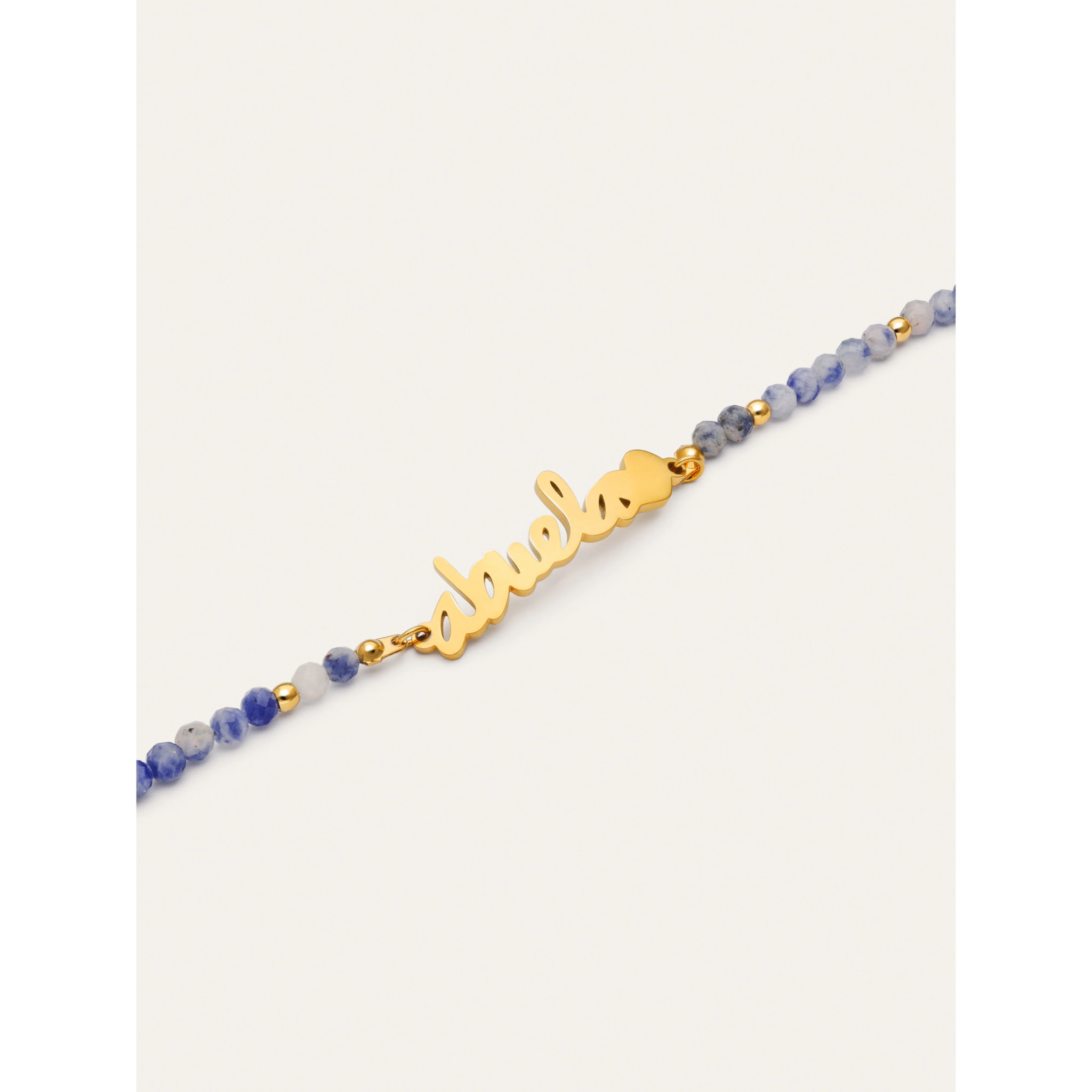 Pulsera Abuela Heart Cianita Acero Baño Oro