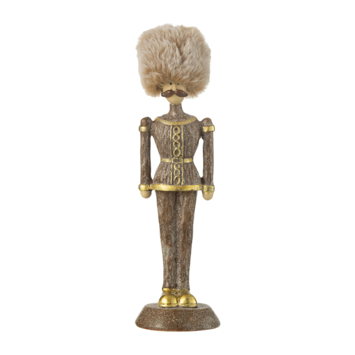 J-Line figurine casse-Noisette Fourrure Chapeau Paillettes - polyrésine - brun - small