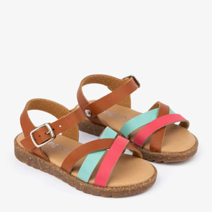 Sandalias De niña Con Tiras En Marrón