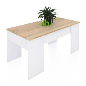 Mesa de centro elevable Vita Blanco Artik (Blanco Mate) - Roble Canadian