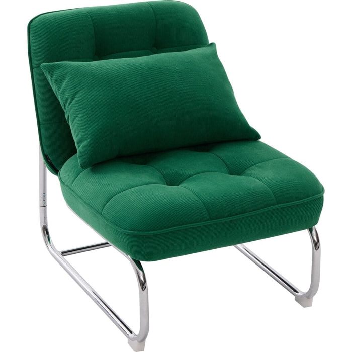 Fauteuil en velours côtelé et piètement chromé - MARVIN