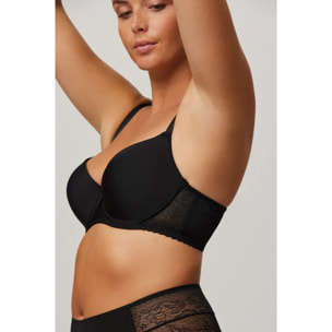 Reggiseno imbottito nero con ferretto e schienale anatomico, coppe B e C