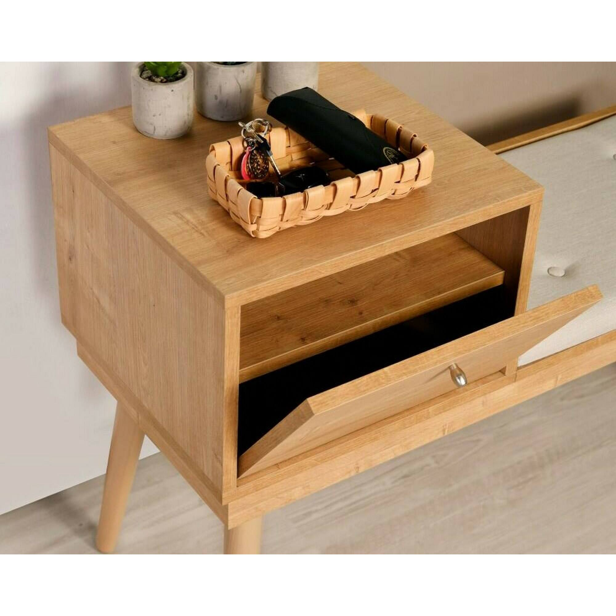 Panca Asolo, Panchina multiuso, Seduta per ospiti, Cassapanca multifunzione, 40x105h45 cm, Quercia e Crema