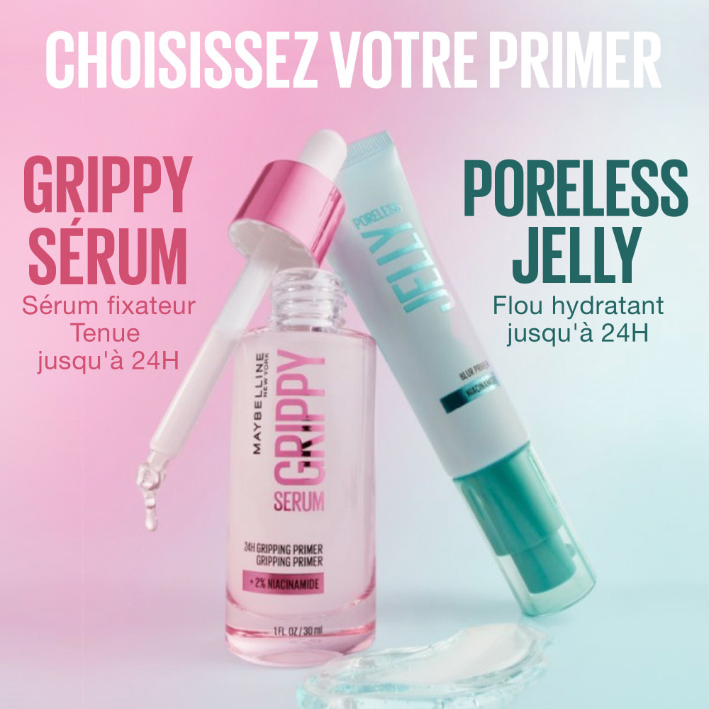 Maybelline New York Grippy Serum - Base perfectrice de teint - enrichie en niacinamide et aloe vera - 30 ml