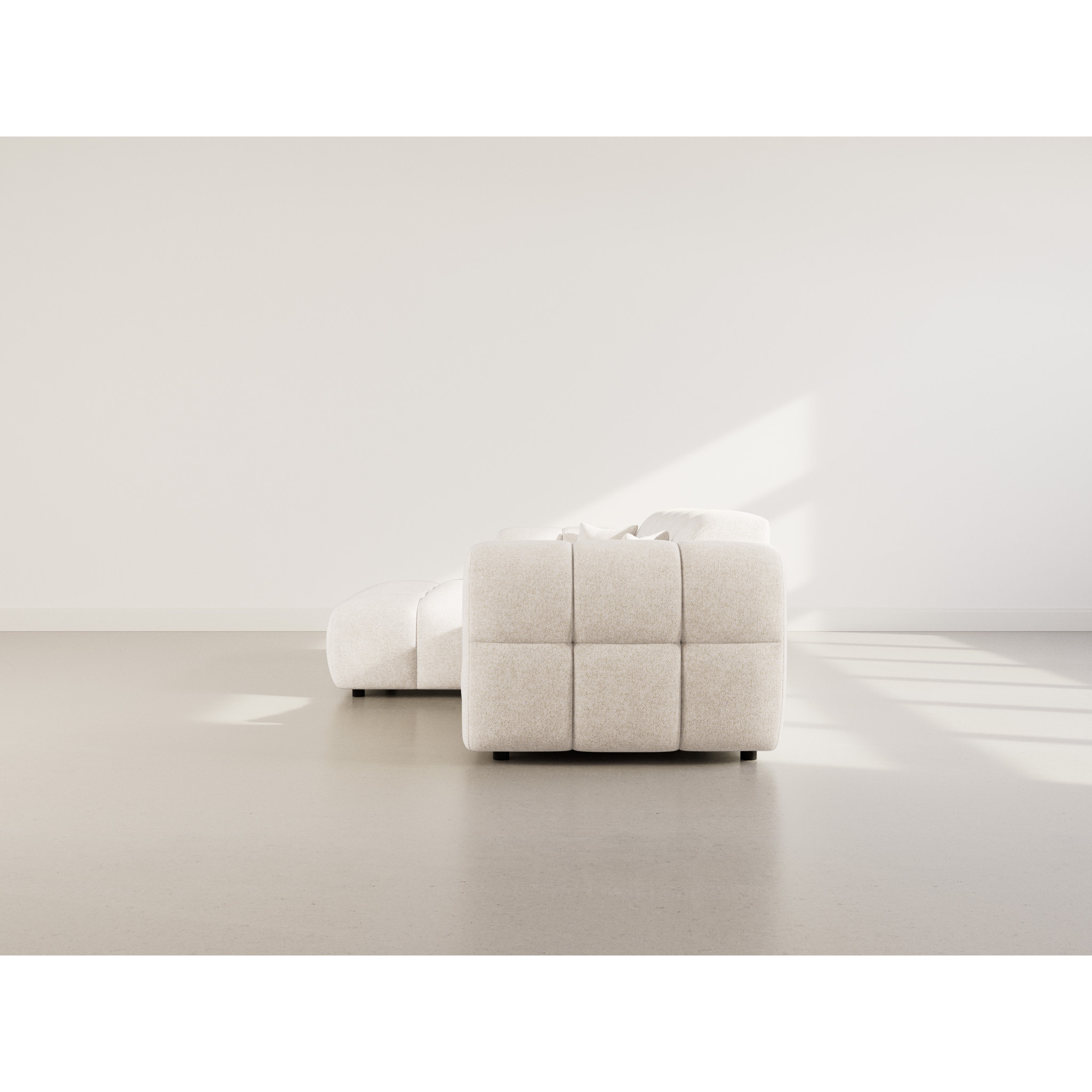 Mini Ray - Canapé d'angle gauche 4 places en tissu texturé - Beige