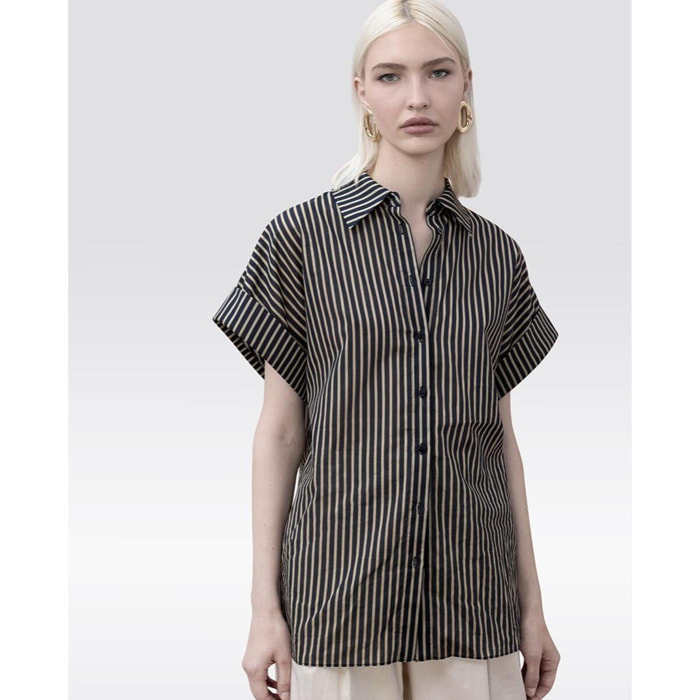Blusa a righe nere ed écru