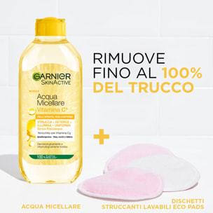 2x Acqua Micellare Vitamina C Ipoallergenica SkinActive Struccante Detergente Illuminante Uniformante Senza Risciacquo - 2 Flaconi da 400ml