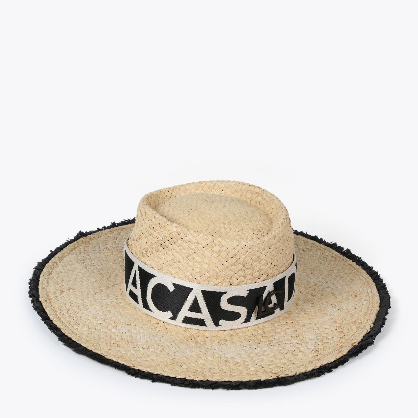 Cappello effetto rafia sfrangiato