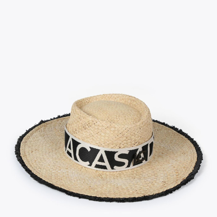 Cappello effetto rafia sfrangiato
