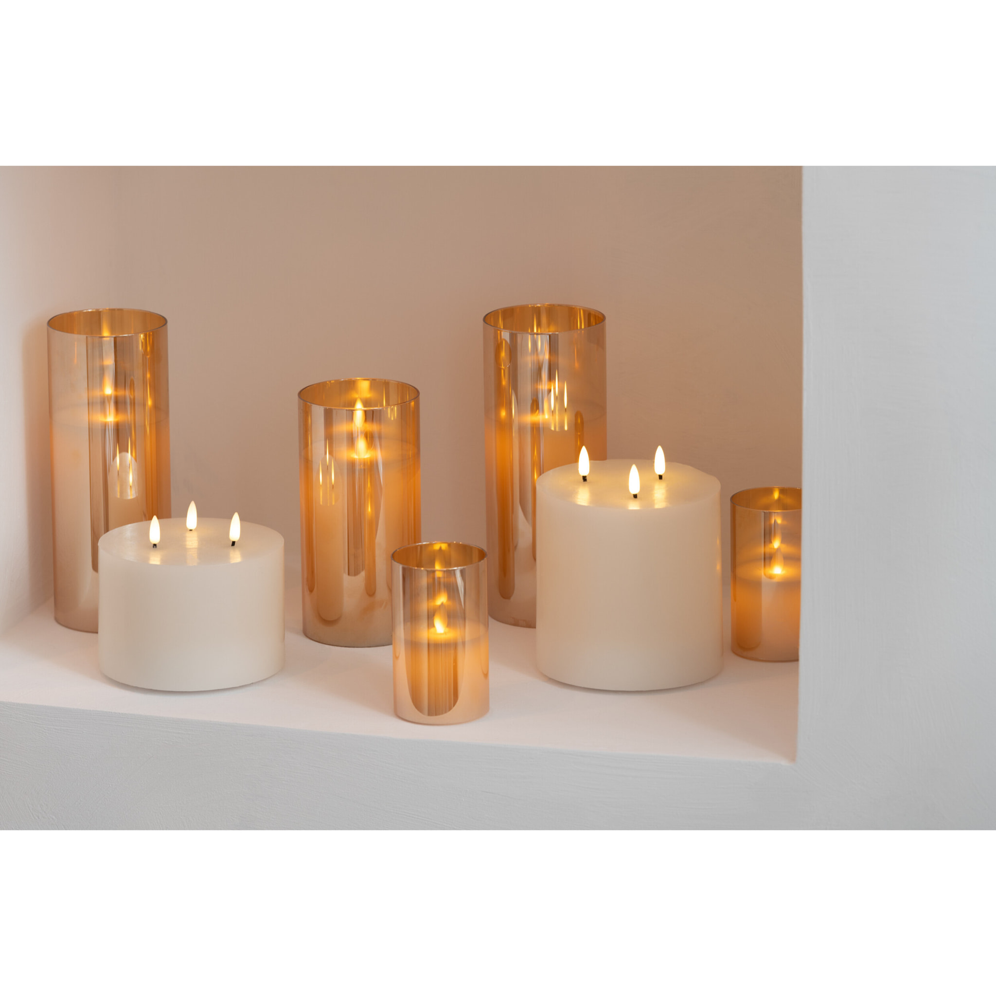 J-Line bougie 3 Flames - blanc - medium - LED