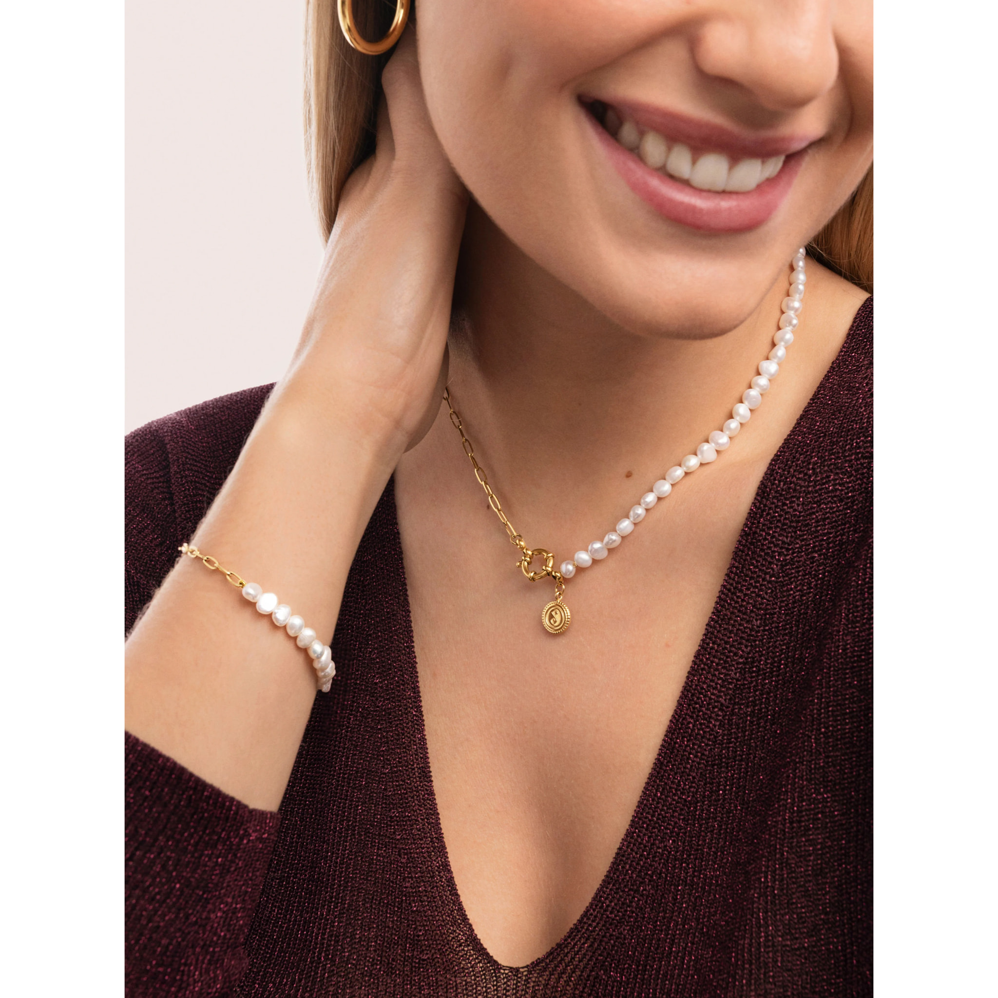 Collar Chic Pearl Acero Baño Oro