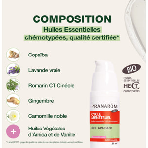 Pranarom - Gel apaisant cycle menstruel - Bio - 30 ml