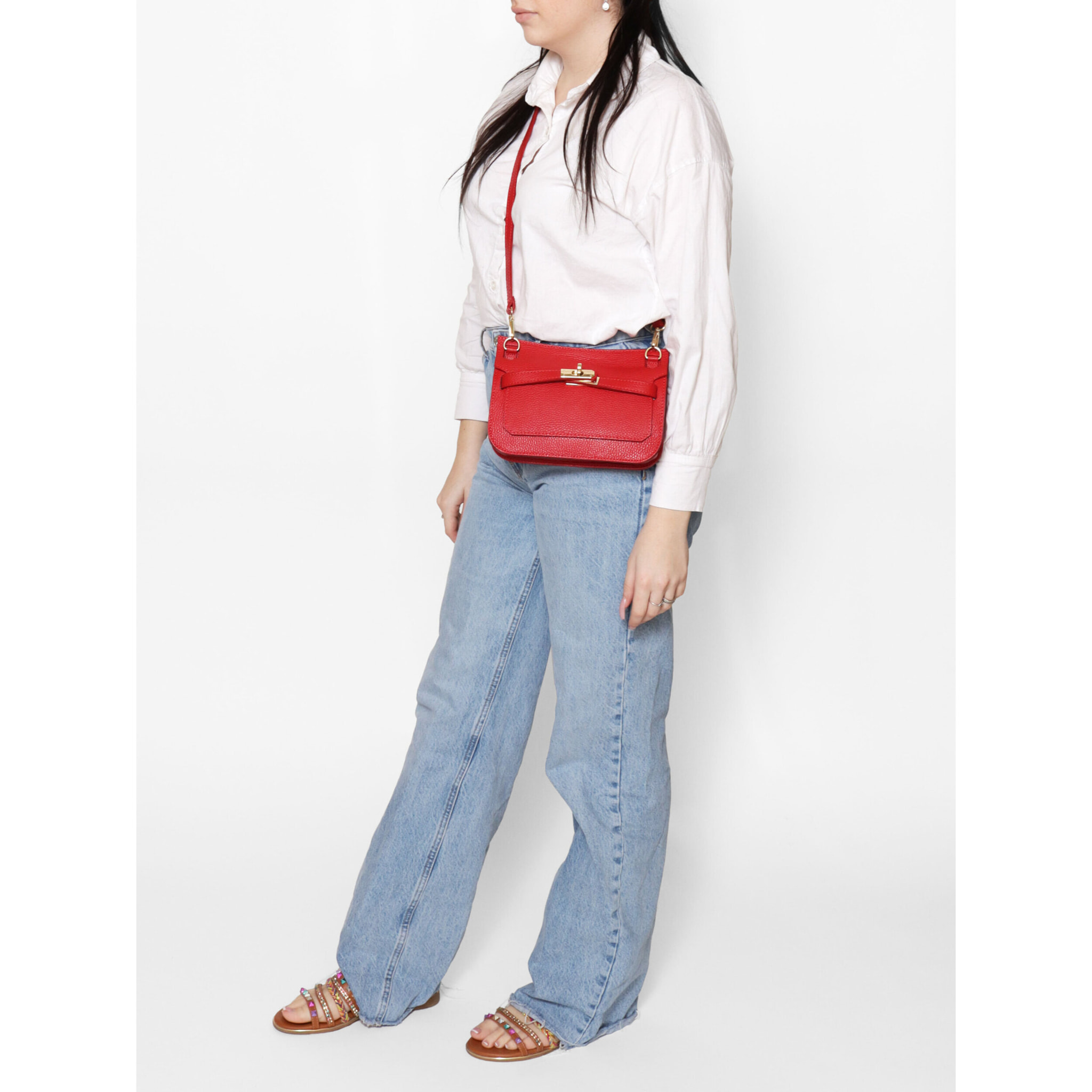 Borsa a tracolla Katie da donna In Vera pelle Made in Italy 23x17x5 cm