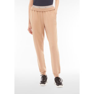 Pantaloni joggers in jersey con elastico logato scopribile