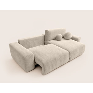 Constance - Canapé d'angle réversible 4 places convertible avec coffre en velours relief - Beige