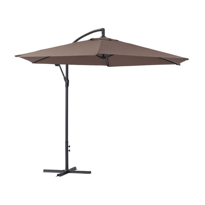 Parasol jardin déporté Alu ''Ilios'' - Rond - Ø 3 m - Taupe