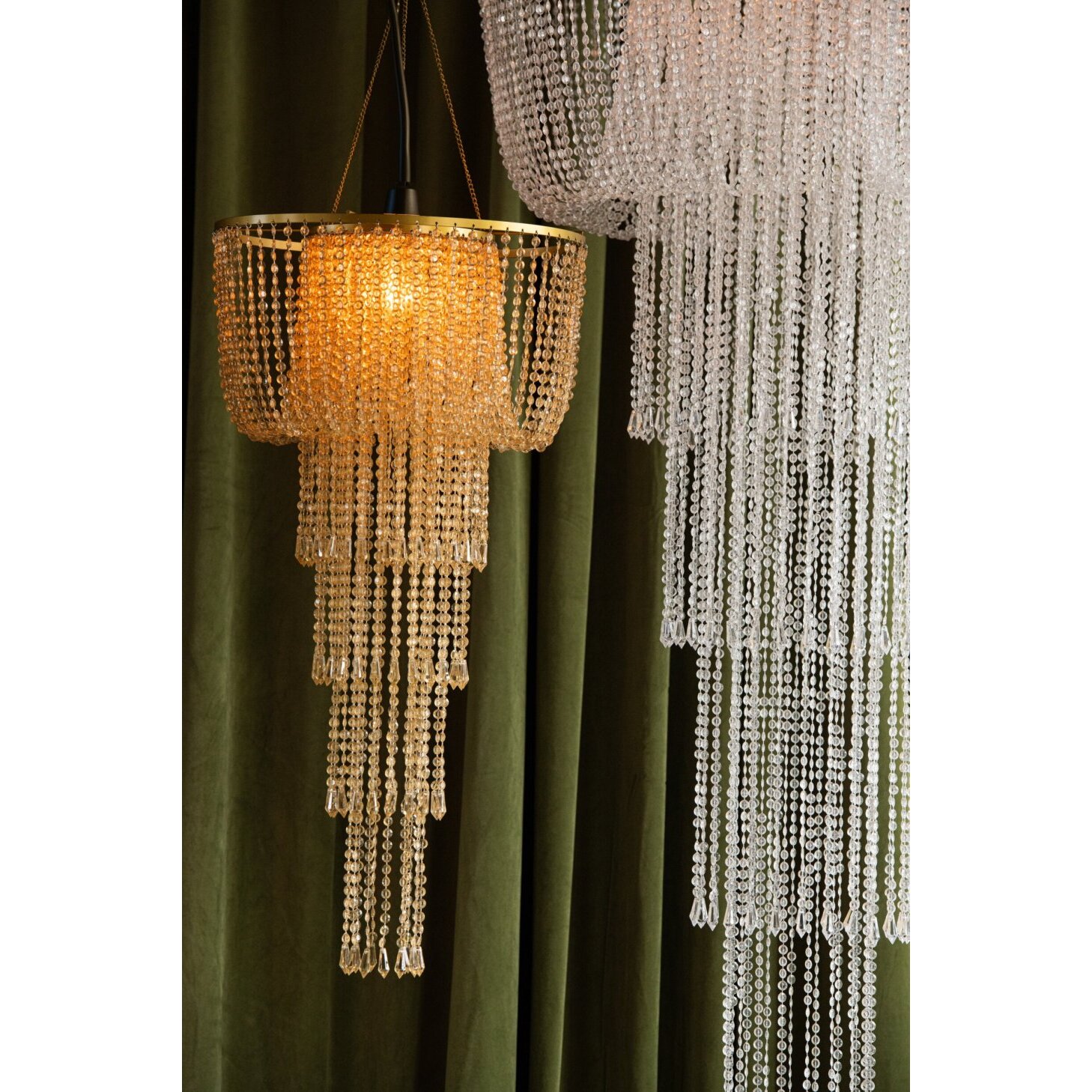J-Line abat-jour chandelier perles - doré - small