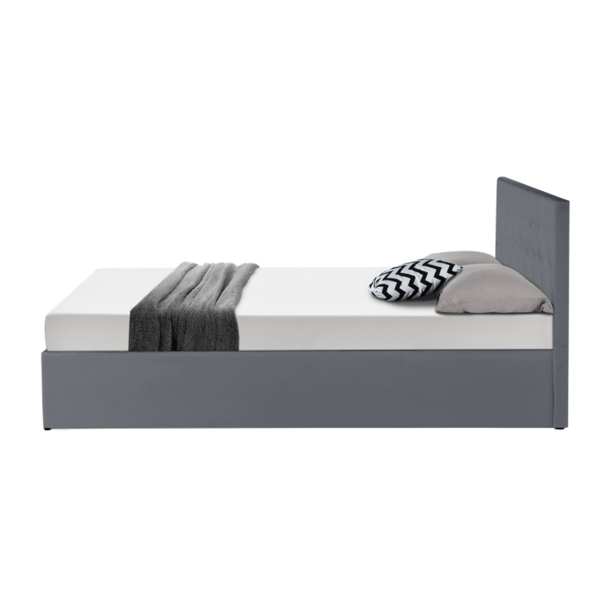 Lit coffre Hannah PVC avec sommier - Gris