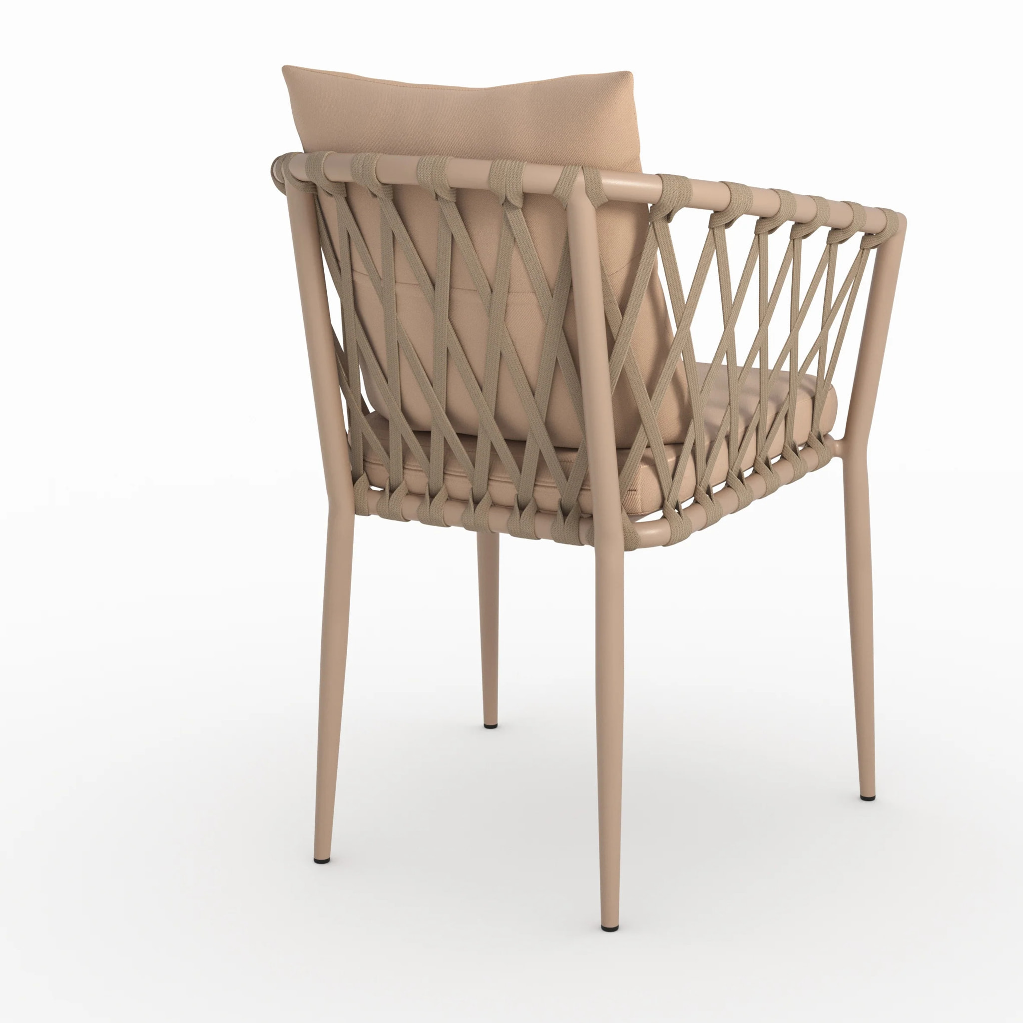 Lot de 2 chaises de jardin en métal et tissu taupe - Dulcy