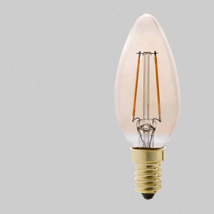 Bombilla VELA FILAMENTO LED ÁMBAR E14 2W 2200K