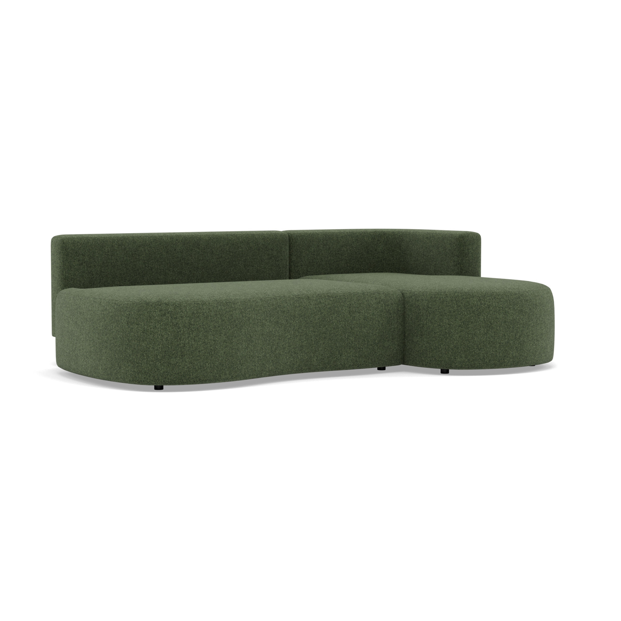 Mahina - canapé d'angle droit 4 places convertible avec coffre en tissu texturé - Vert