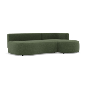 Mahina - canapé d'angle droit 4 places convertible avec coffre en tissu texturé - Vert