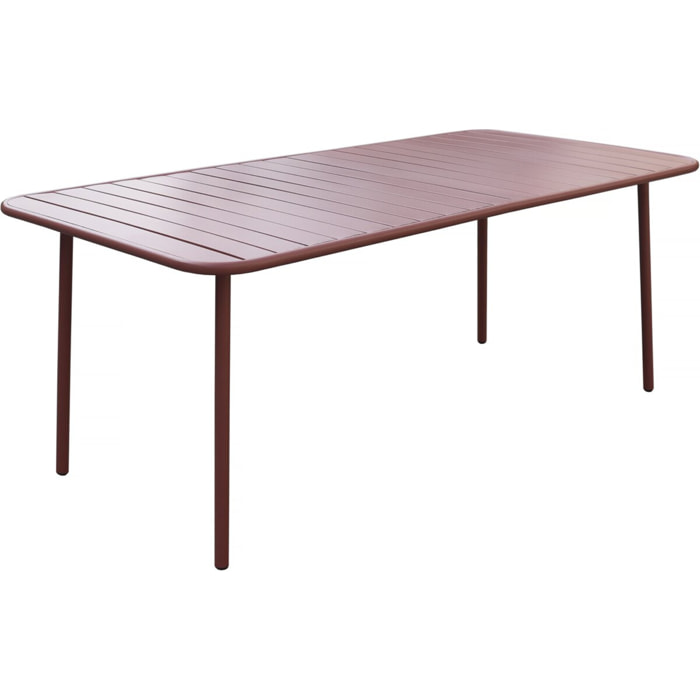 Table jardin en métal "Bilbao" - 180 x 90 x 71 cm - Terracotta