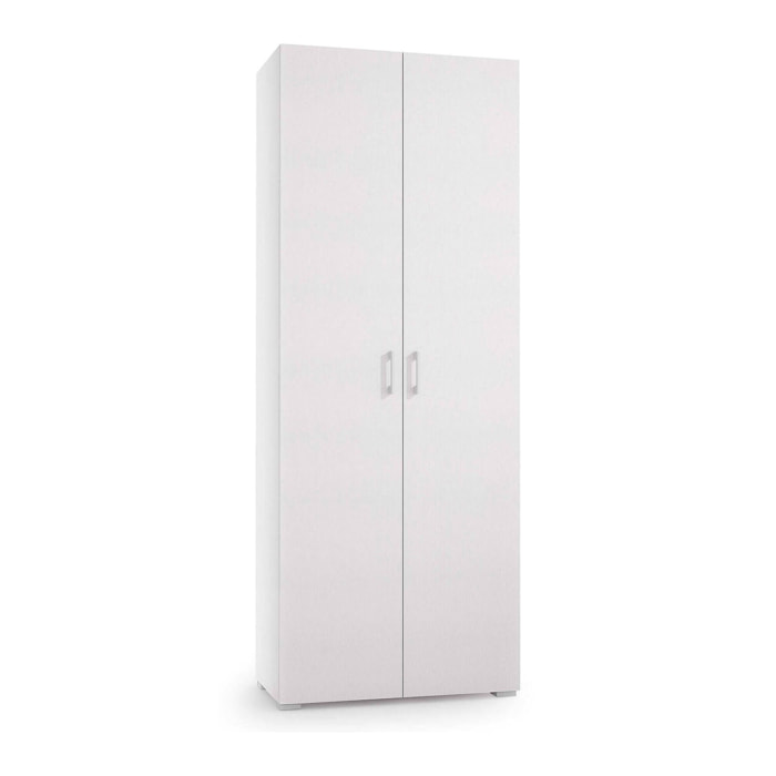 Armadio multiuso Angy, Mobile lineare a 2 Ante battenti, Guardaroba a 6 ripiani, Scarpiera moderna, 100% Made in Italy, 72x37h195 cm, Bianco