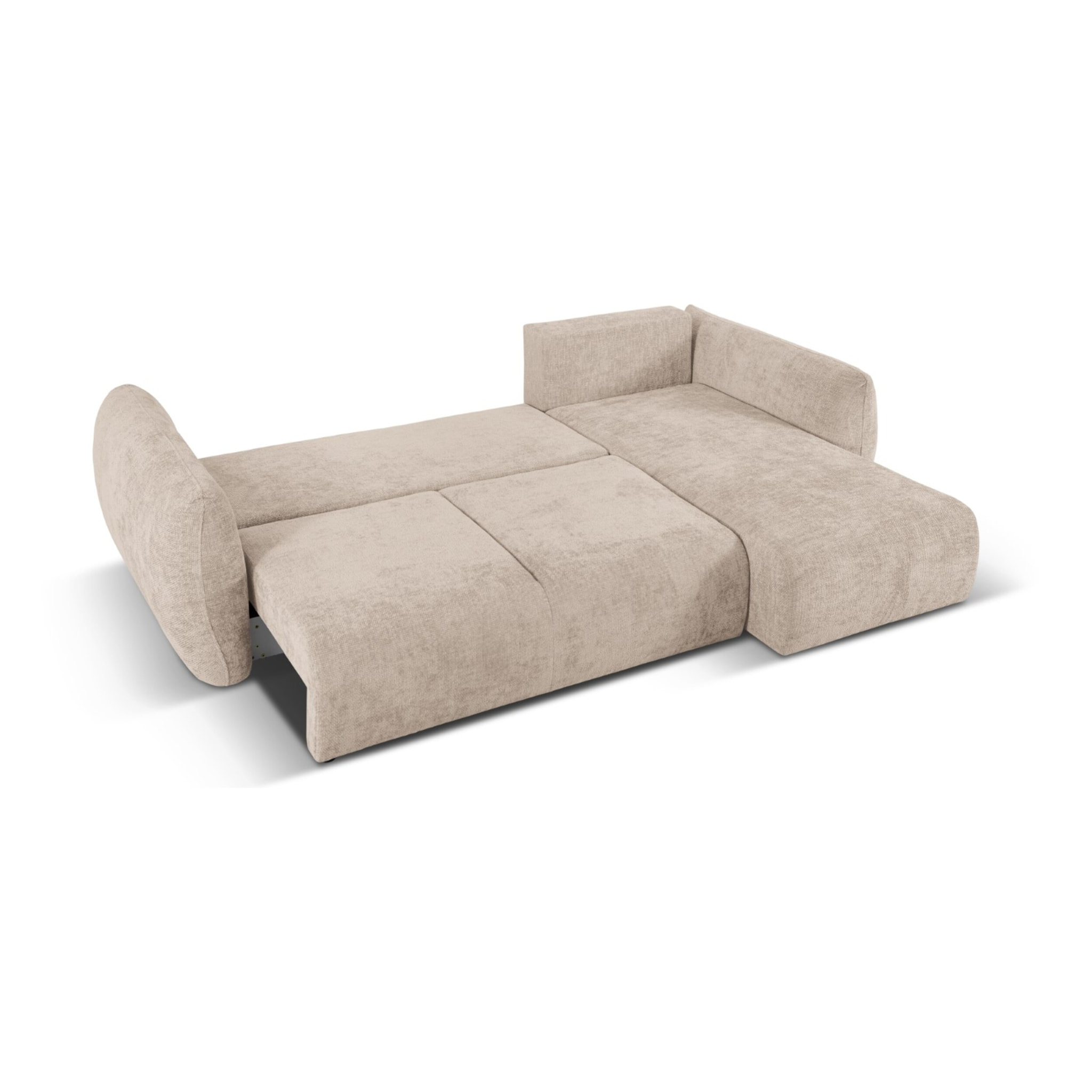Canapé d'angle droit convertible avec coffre de rangement "Matera" 4 places en chenille beige