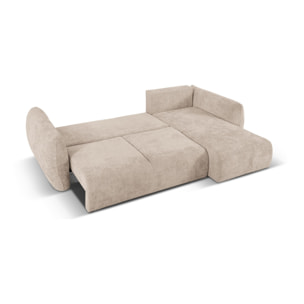 Canapé d'angle droit convertible avec coffre de rangement "Matera" 4 places en chenille beige
