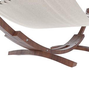 Amaca Da Giardino Supporto Legno Robusto Telo Cotone Resistente Portata Max 150 Kg Esterno Terrazzo Balcone Piscina Design 320 x 100 x 100 Cm Beige