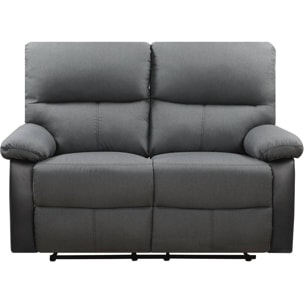 Canapé relax "Lincoln" - 147 x 89 x 103 cm - 2 places - Noir / Gris foncé