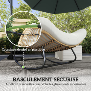 Fauteuil de jardin à bascule - fauteuil à oreilles - chaise à bascule - épais coussin capitonné crème