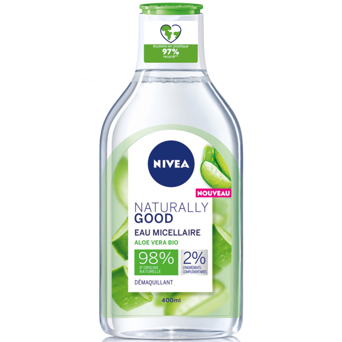 Pack de 2 - NIVEA - NATURALLY GOOD Eau Micellaire Démaquillante Aloe Vera BIO 400ml