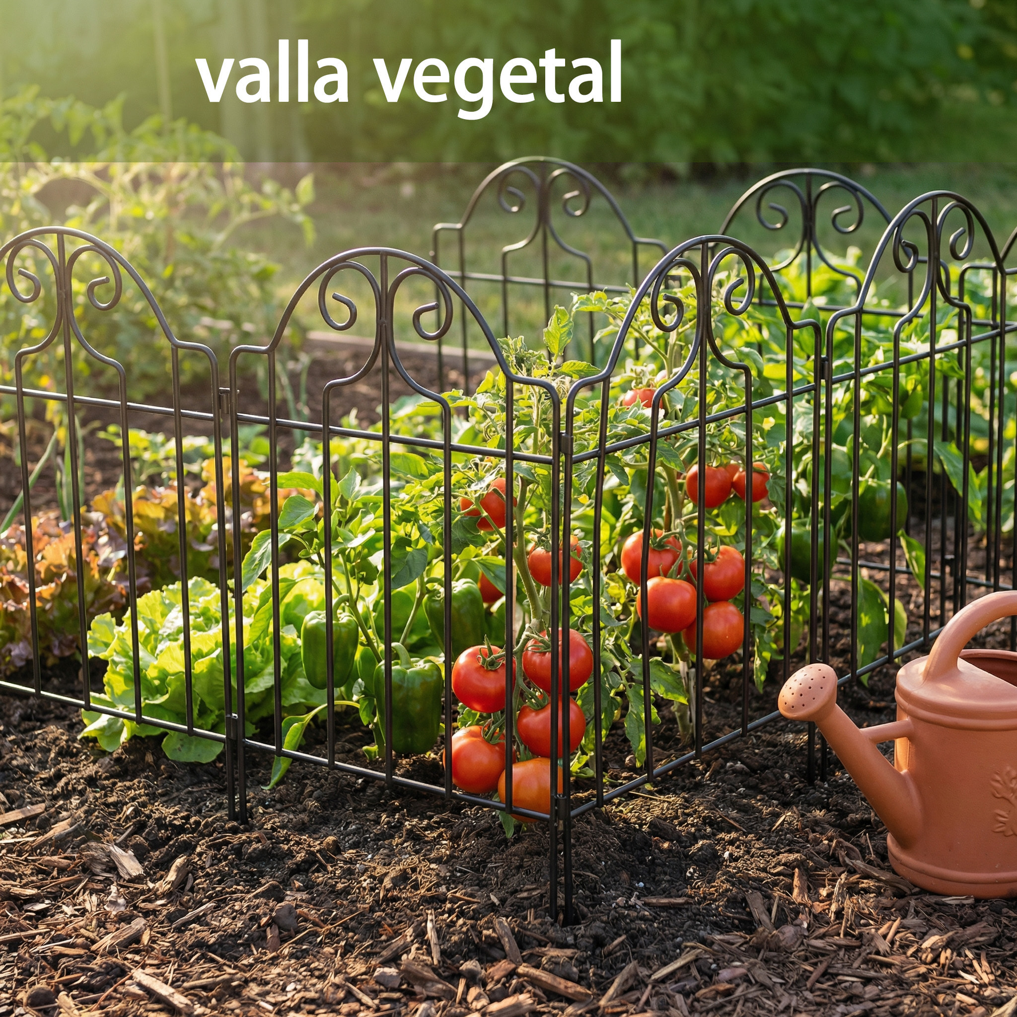 Set de 4 Vallas de Jardín de Metal, 125x57 cm, Vallas de Jardín Exterior Decorativas con Diseño Arqueado, Resistente y Fácil de Instalar, para Huerto, Patio, Terraza, Césped, Negro